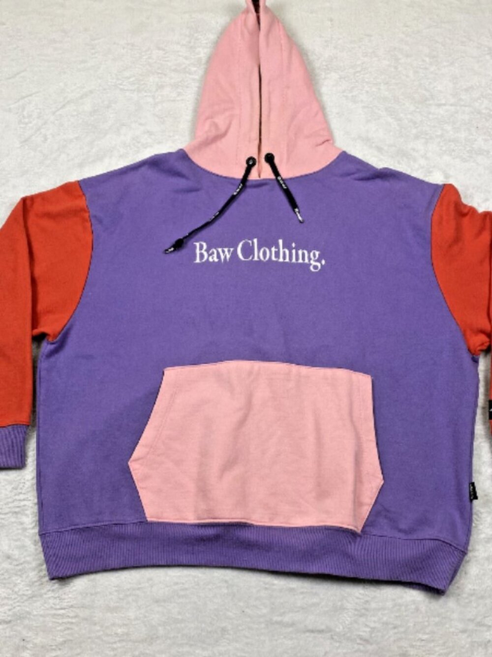 Baw Clothing Hoodie Mens Large Color Block Pullover Sweatshirt Jacket Streetwear
